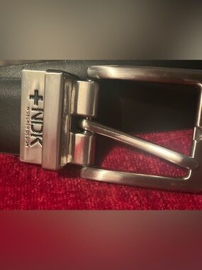 Nidecker Designs Men's Black Belt with Brushed Silver Buckle